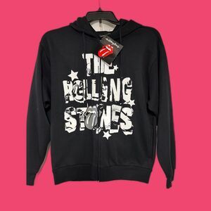 The Rolling Stones Brand Full Zip Black Hoodie Sweatshirt Shirt L